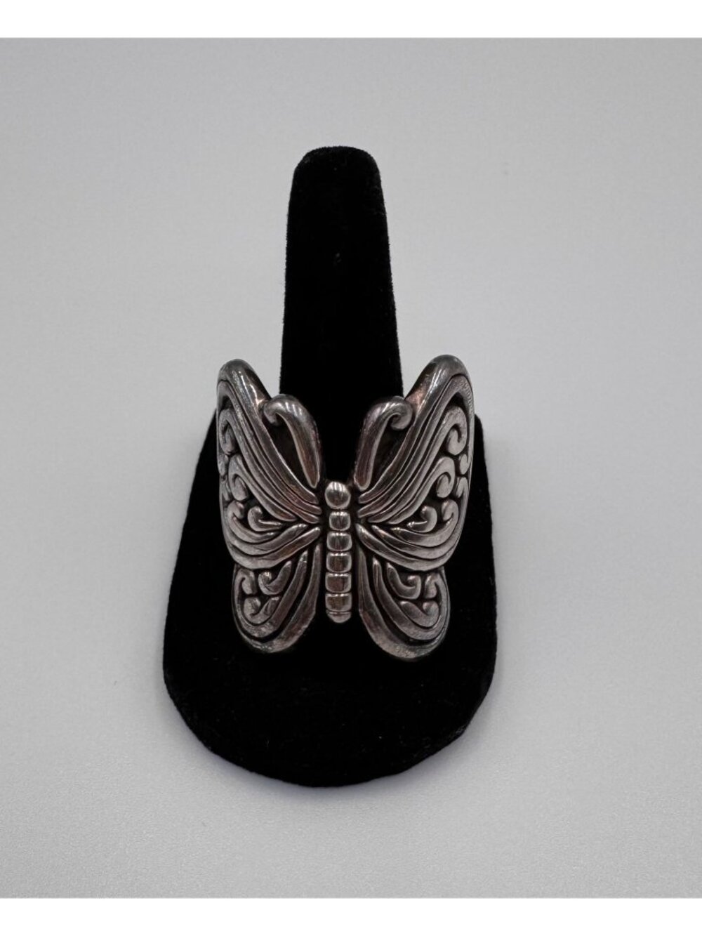 Sterling Silver 925 Electroform Butterfly Ring Oxidized Statement Size 10.5